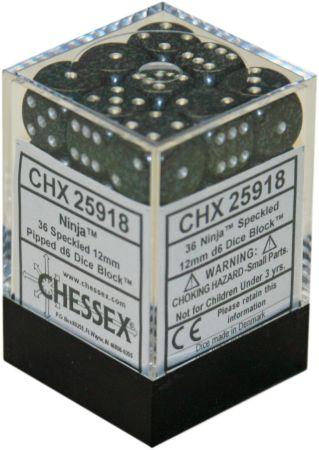 CHX25918 Speckled Ninja Block of 36 6-sided 12mm Dice image 0